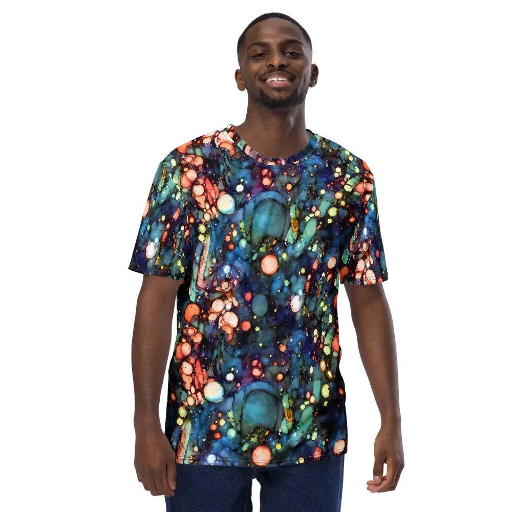 Blue Nebula Bloom on Men's Crew Neck T-Shirt — Front