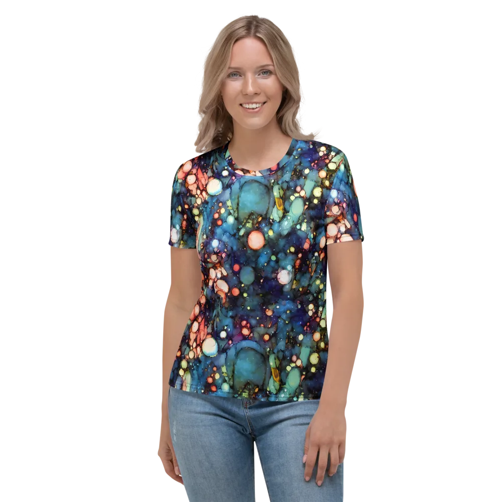 Blue Nebula Bloom on Women's Crew Neck T-Shirt — Front