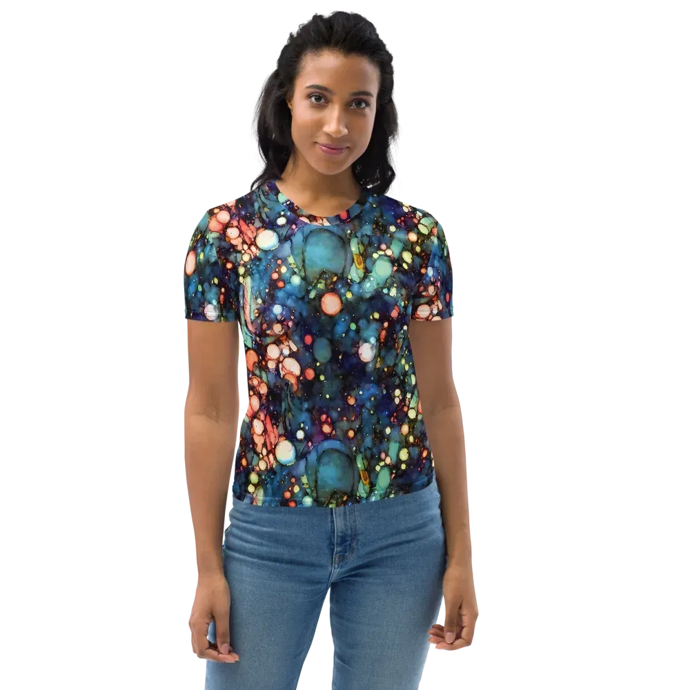 Blue Nebula Bloom on Women's Crew Neck T-Shirt — Front