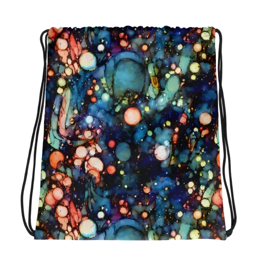 Blue Nebula Bloom on a Drawstring Bag