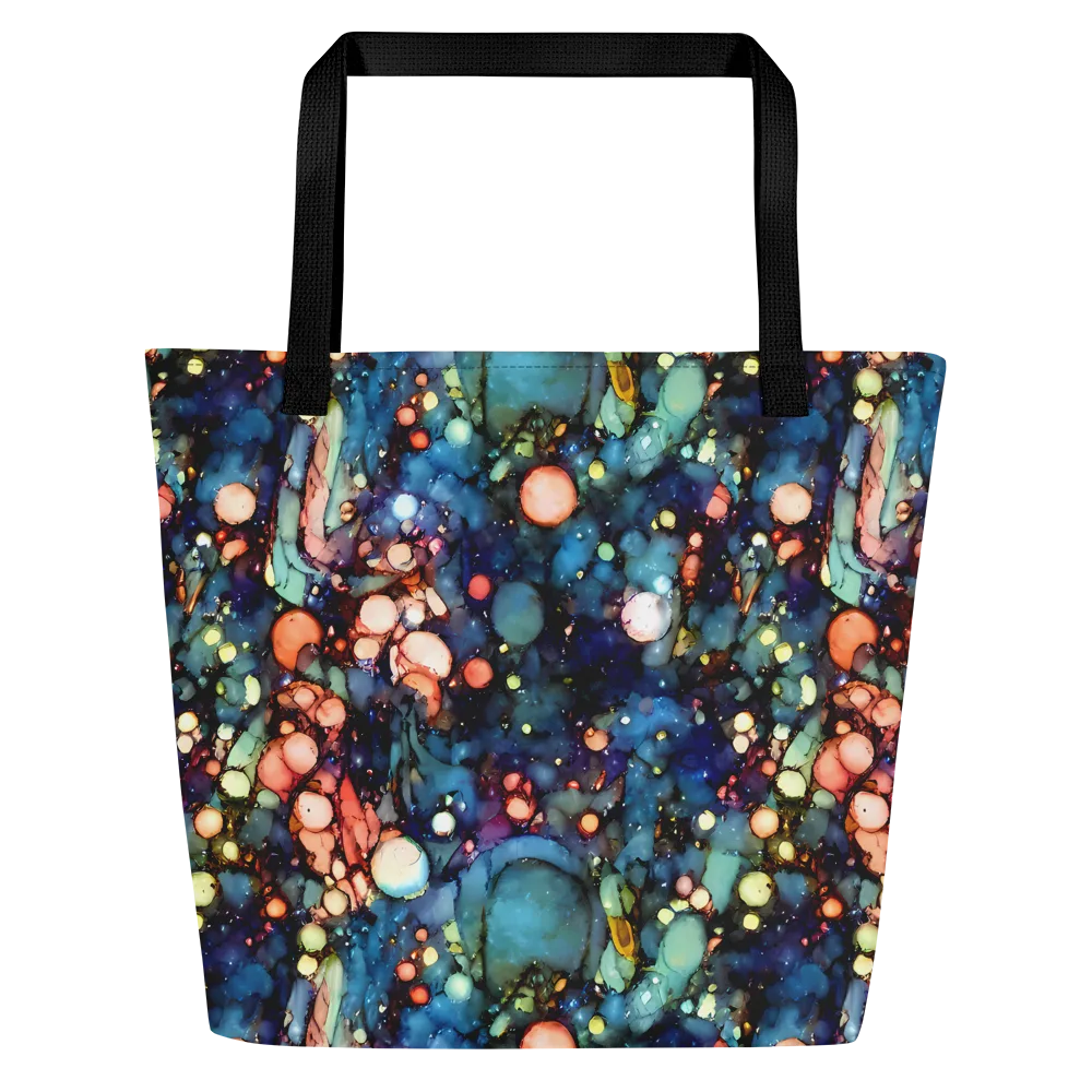 Blue Nebula Bloom on Large Tote Bag W/ Pocket — Front