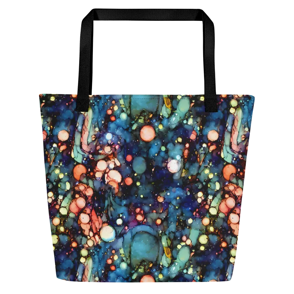 Blue Nebula Bloom on Large Tote Bag W/ Pocket — Front