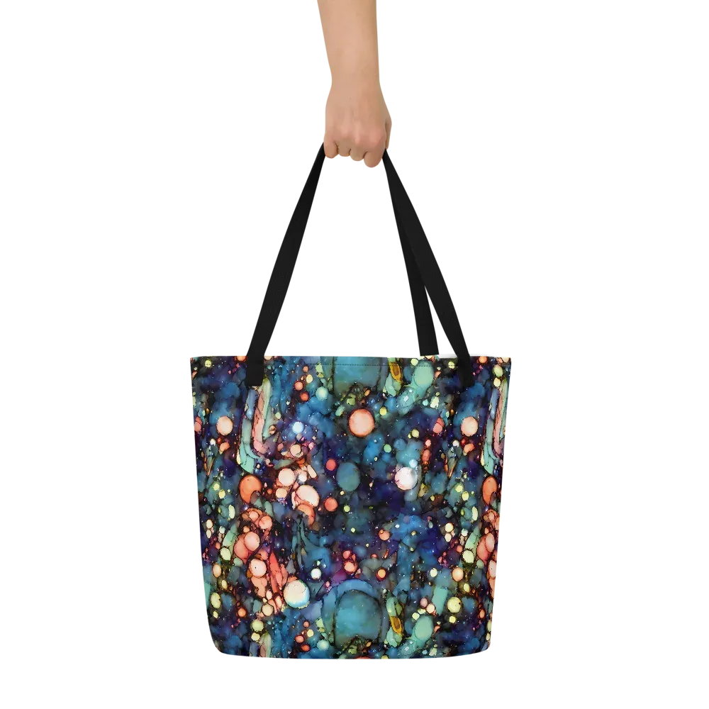 Blue Nebula Bloom on Large Tote Bag W/ Pocket — Front