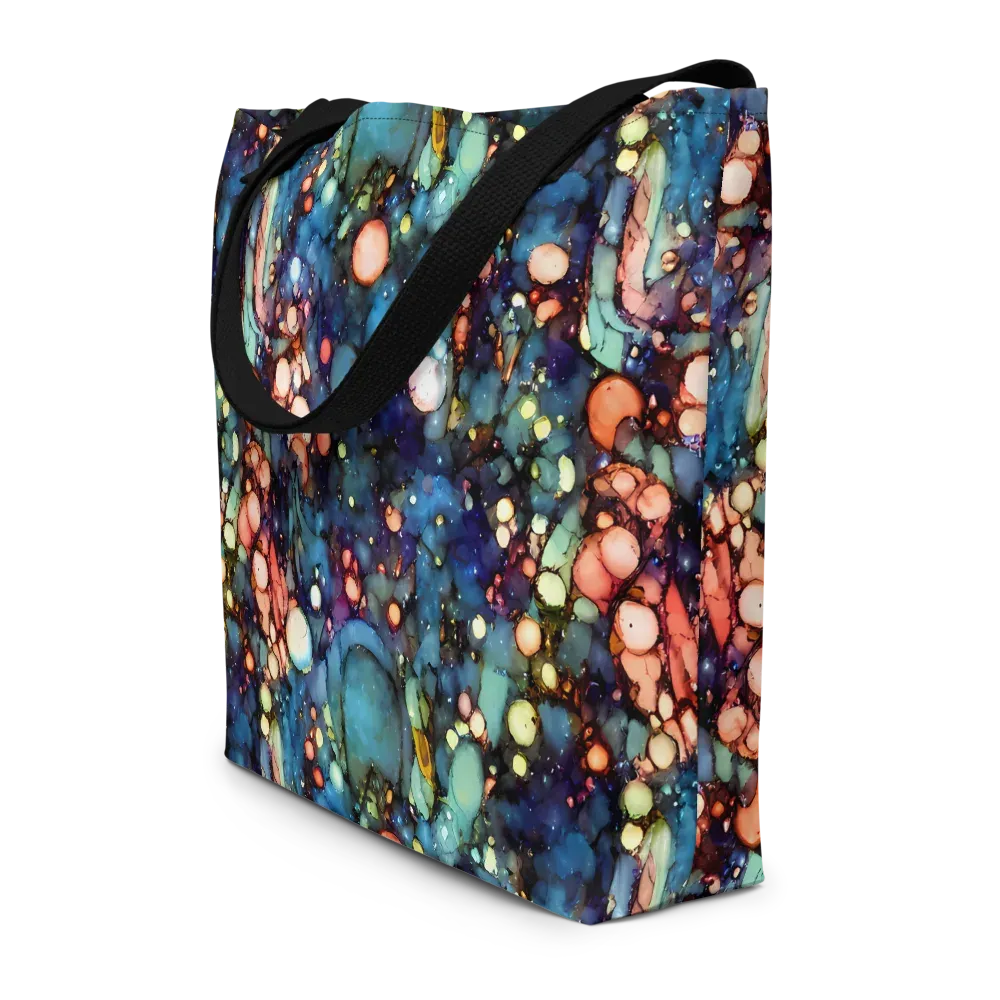 Blue Nebula Bloom on Large Tote Bag W/ Pocket — Front