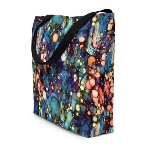 Blue Nebula Bloom on a Large Tote Bag W/ Pocket