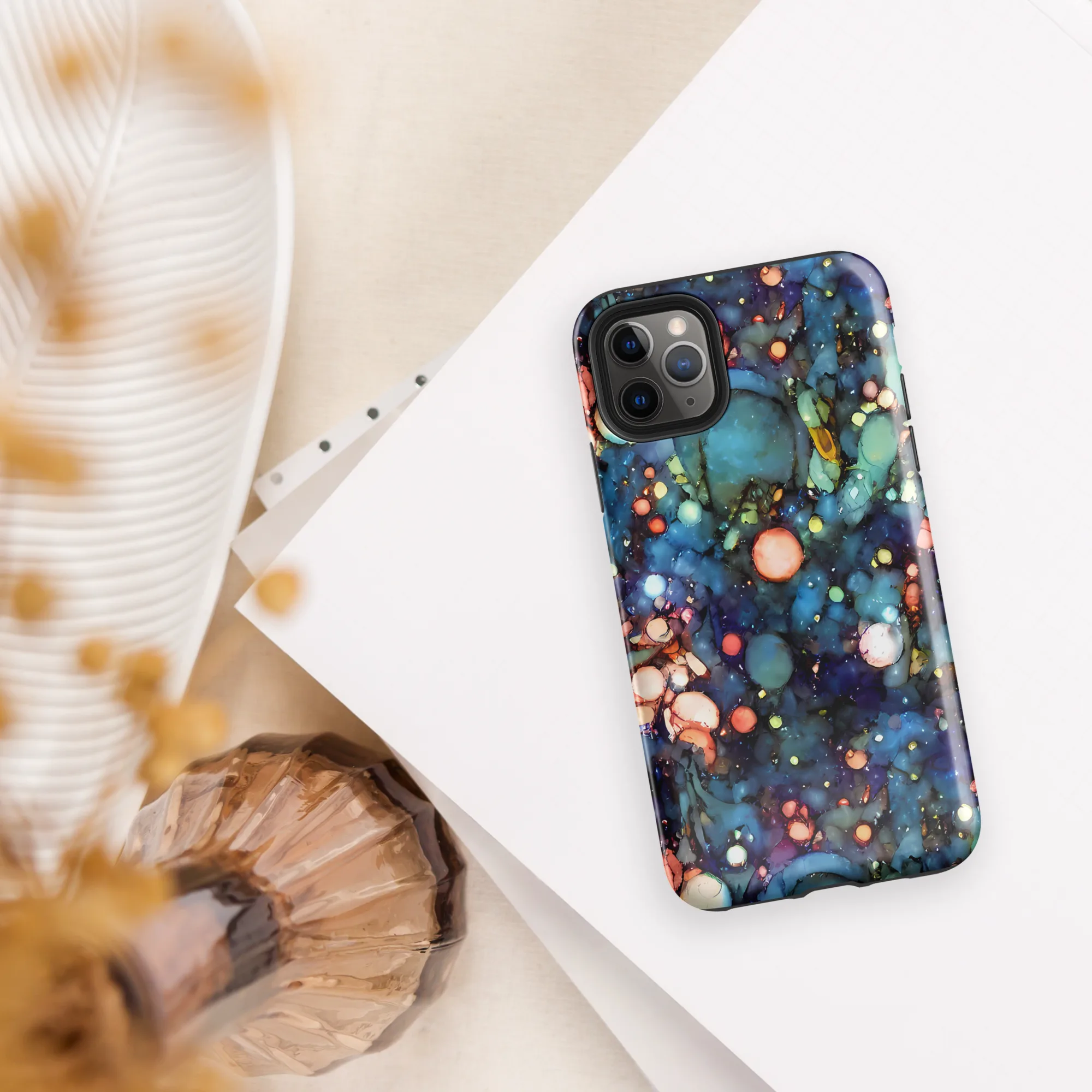 Blue Nebula Bloom on Tough Case for iPhone® — Front