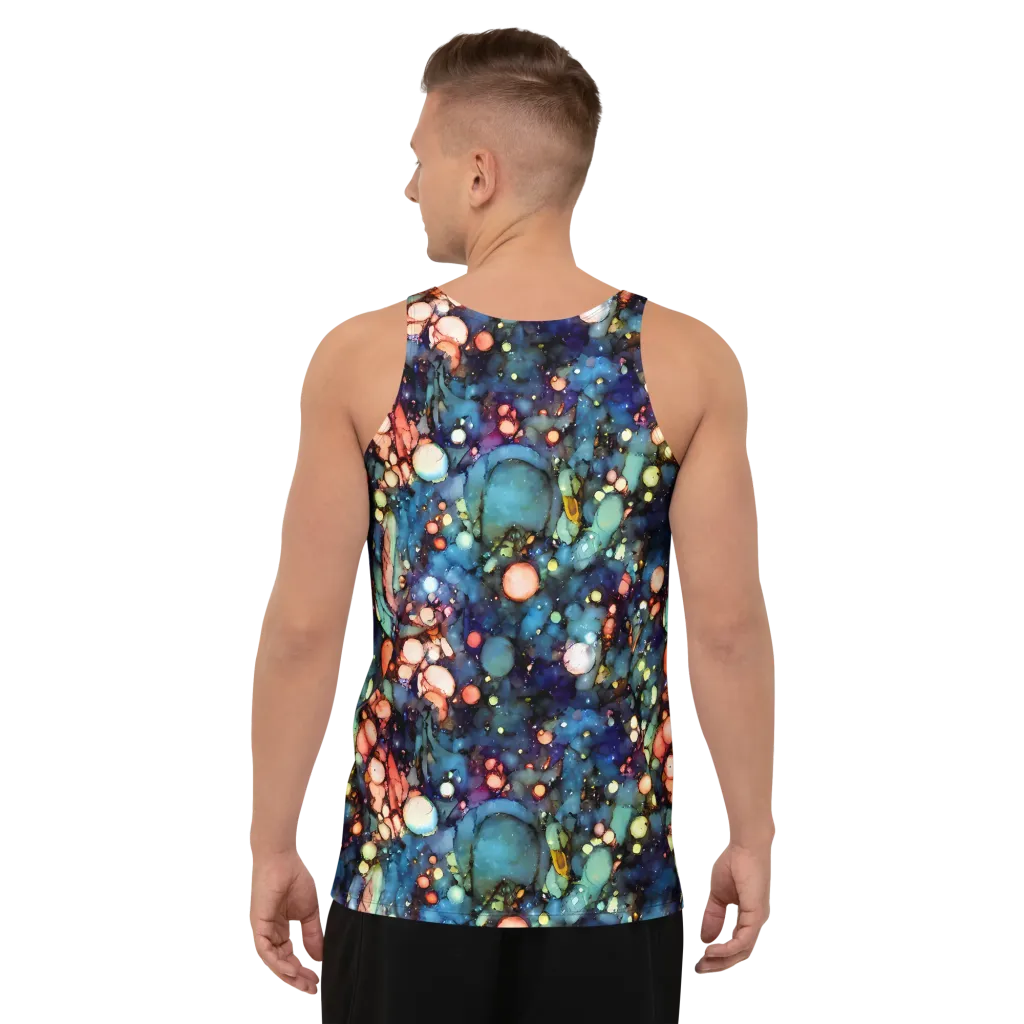 Blue Nebula Bloom on Men's Tank Top — Back