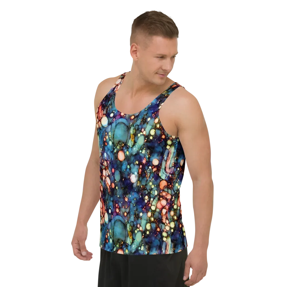 Blue Nebula Bloom on Men's Tank Top — Left Front