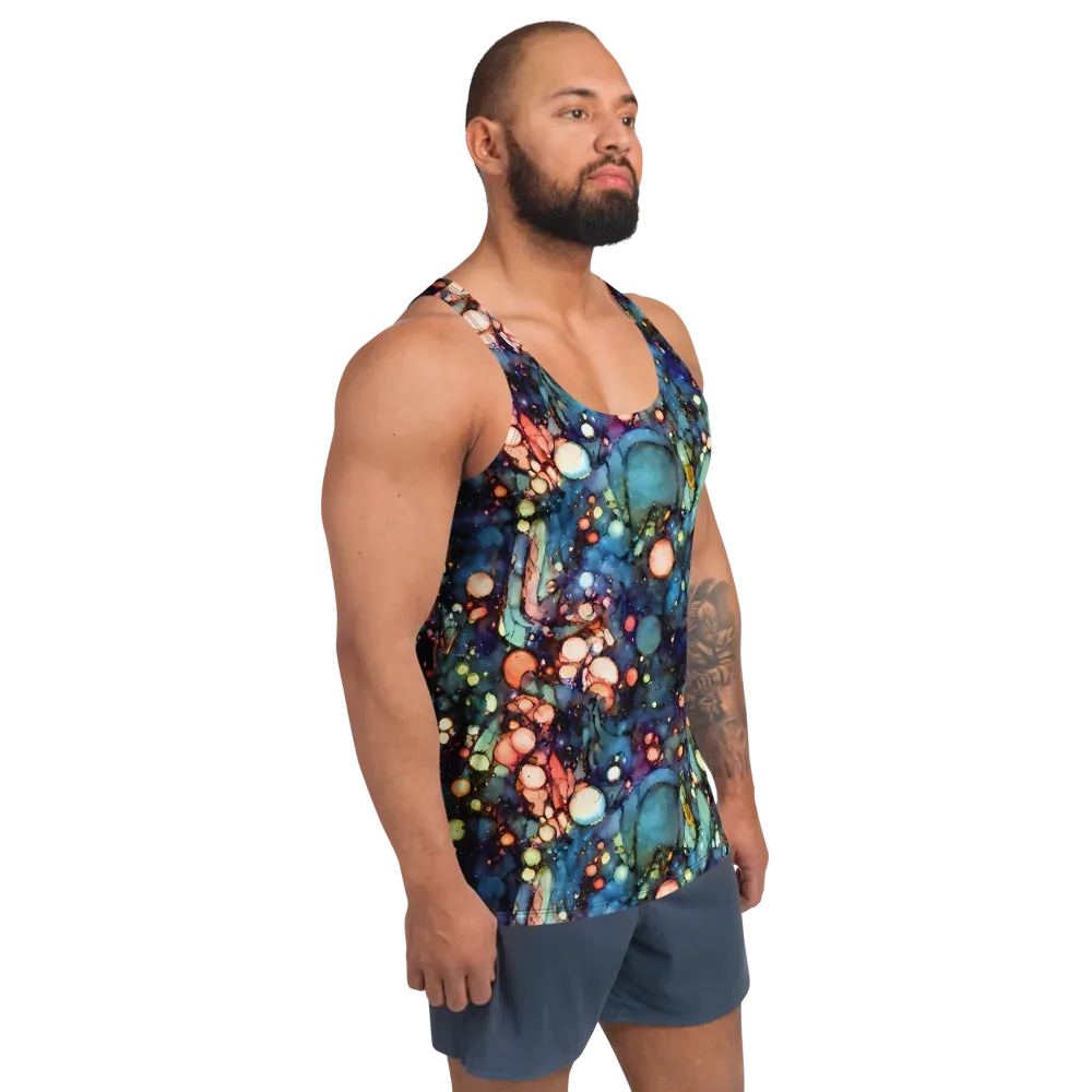 Blue Nebula Bloom on Men's Tank Top — Right Front