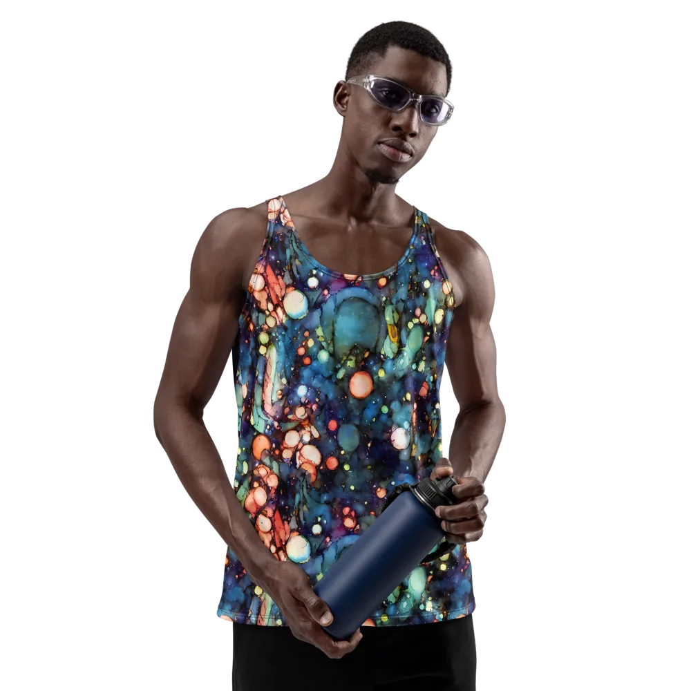 Blue Nebula Bloom on Men's Tank Top — Front