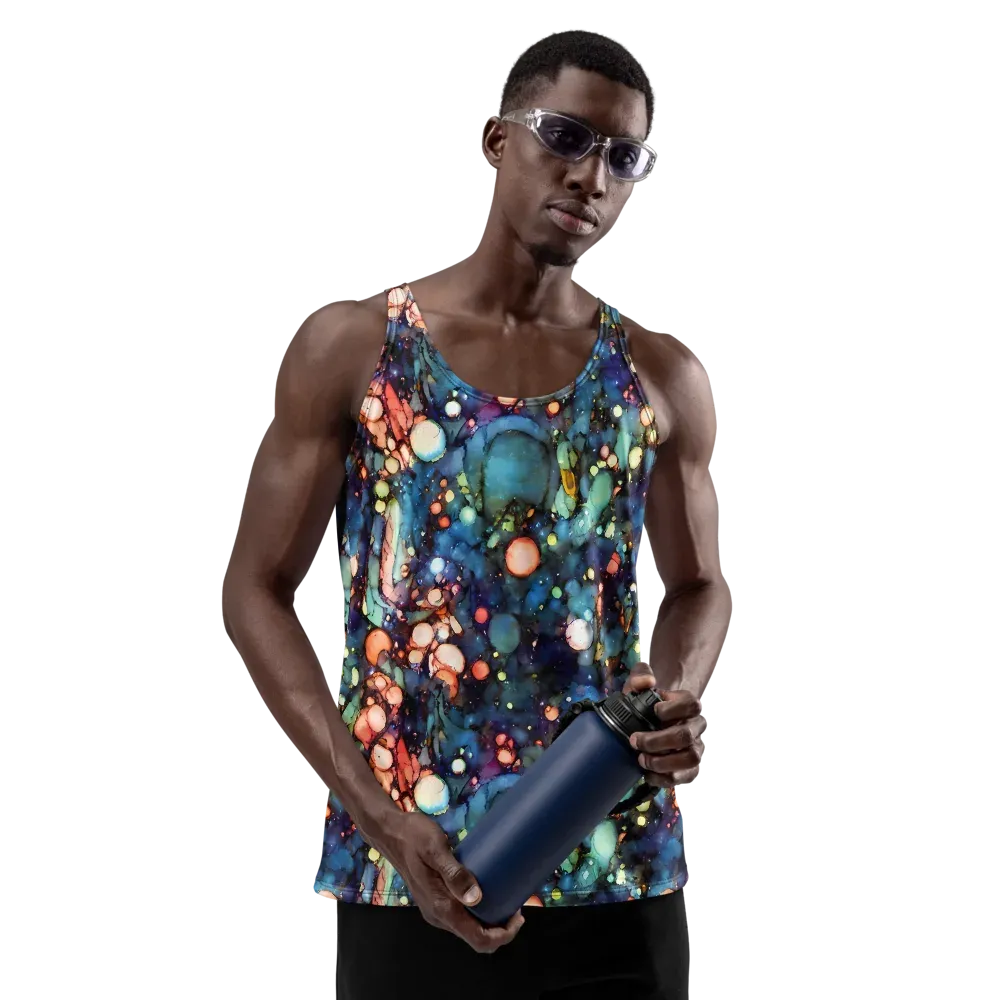 Blue Nebula Bloom on Men's Tank Top — Front