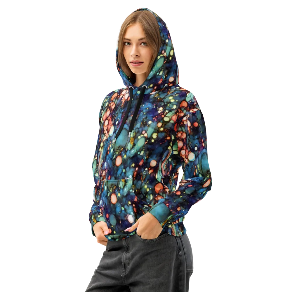 Blue Nebula Bloom on Cotton Hoodie — Left Front