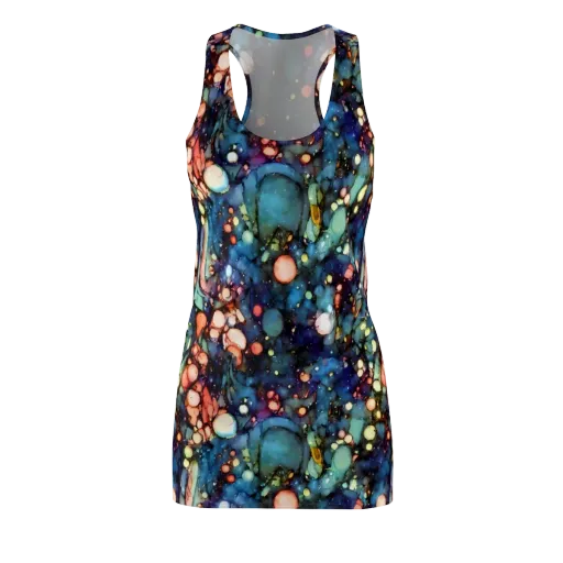 Blue Nebula Bloom on a Racerback Dress
