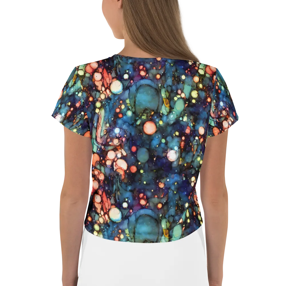 Blue Nebula Bloom on Crop Tee — Back