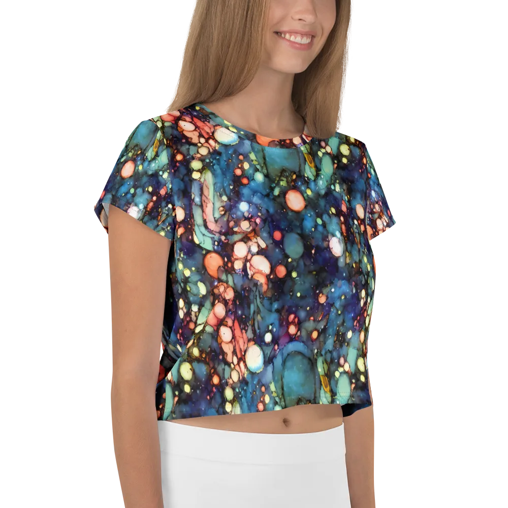 Blue Nebula Bloom on Crop Tee — Right