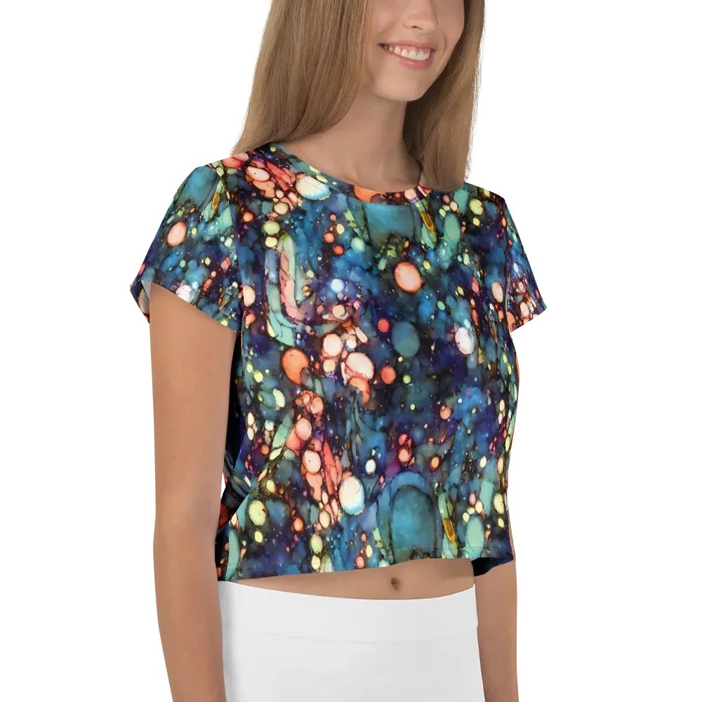 Blue Nebula Bloom on Crop Tee — Right