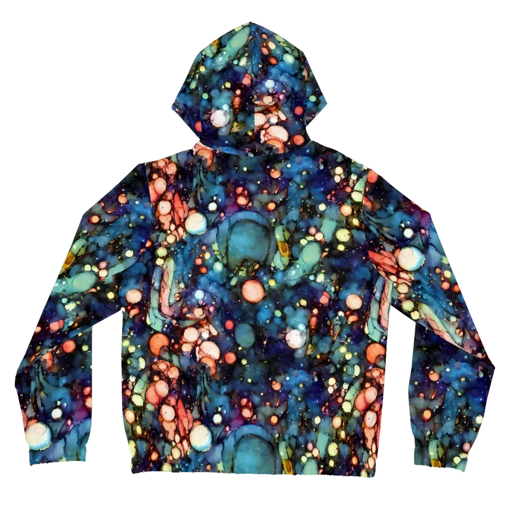 Blue Nebula Bloom on Women's Full-Zip Hoodie — Back