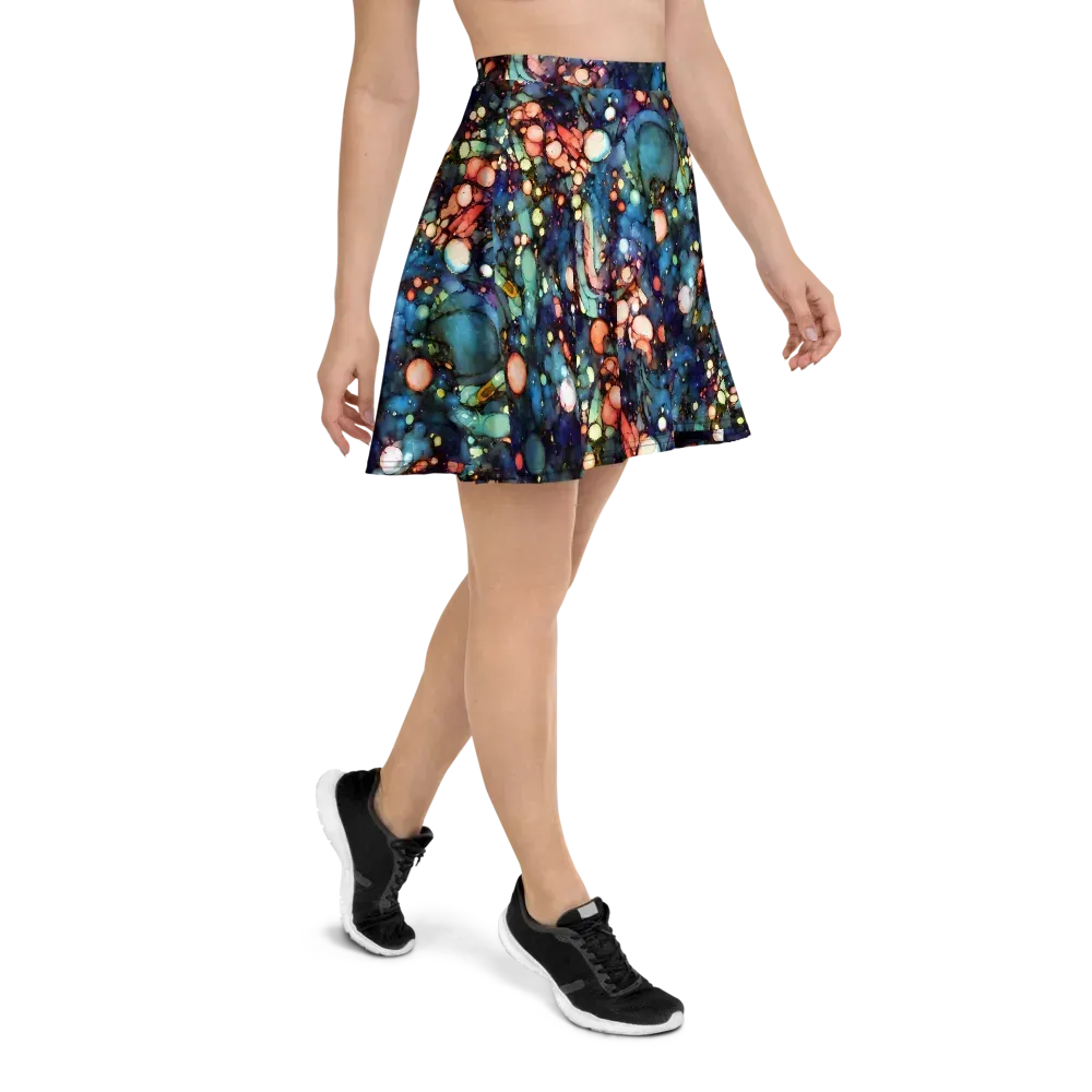 Blue Nebula Bloom on Skater Skirt — Right