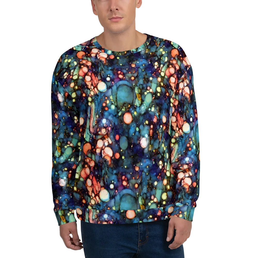 Blue Nebula Bloom on Sweatshirt — Front