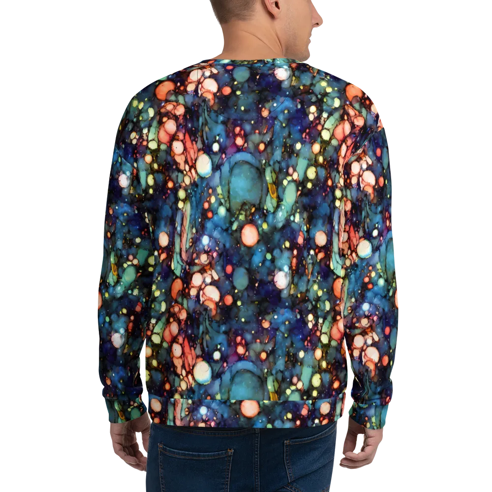 Blue Nebula Bloom on Sweatshirt — Back