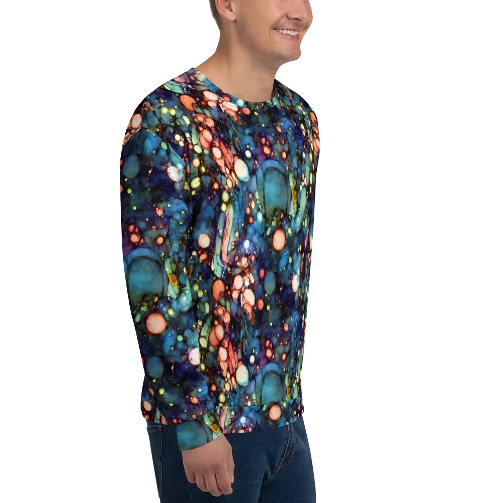 Blue Nebula Bloom on Sweatshirt — Right Front