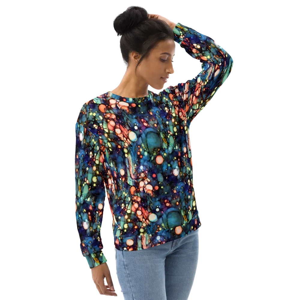 Blue Nebula Bloom on Sweatshirt — Right Front