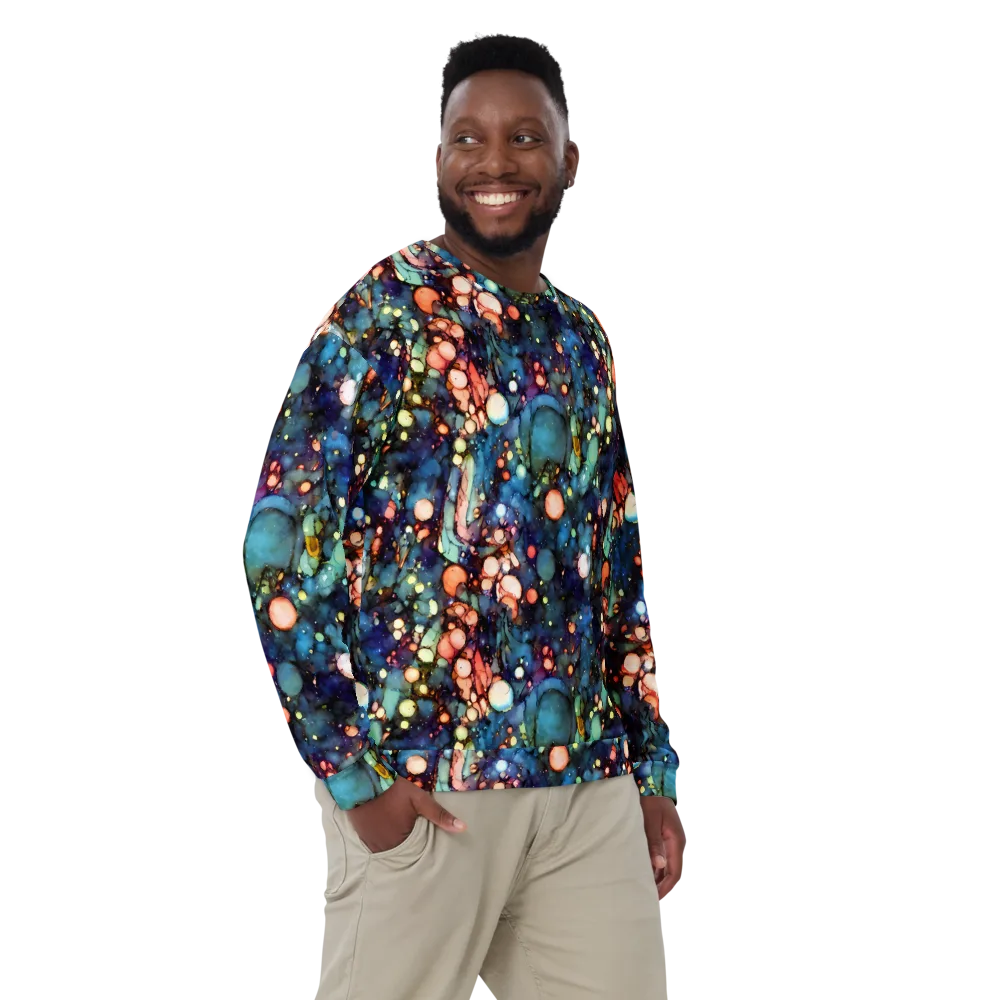 Blue Nebula Bloom on Sweatshirt — Front