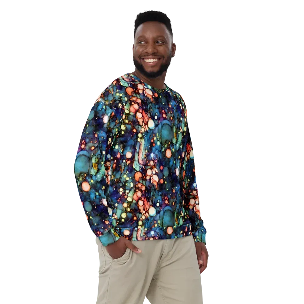 Blue Nebula Bloom on Sweatshirt — Front