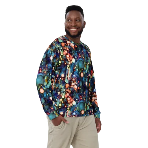 Blue Nebula Bloom on a Sweatshirt