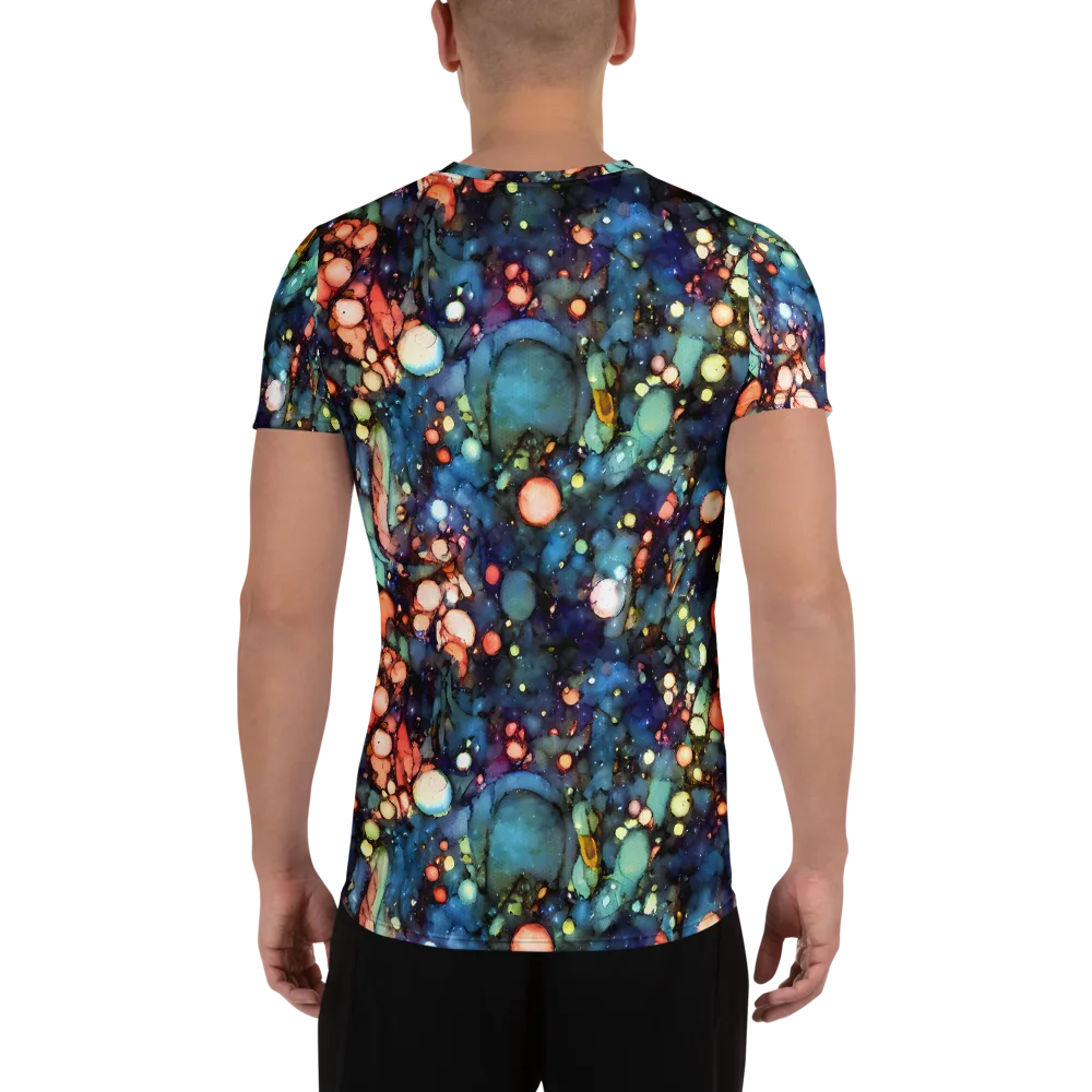 Blue Nebula Bloom on Men's Athletic T-Shirt — Back
