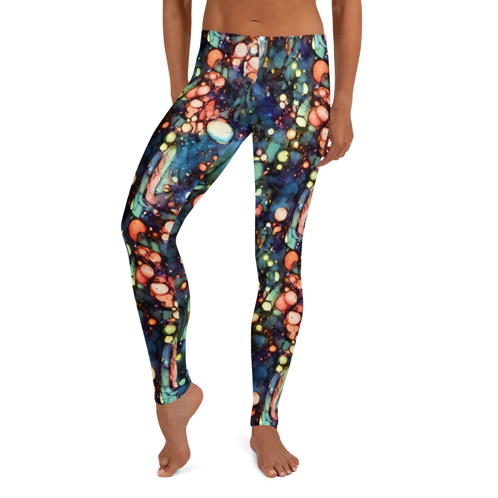 Blue Nebula Bloom on Leggings — Front