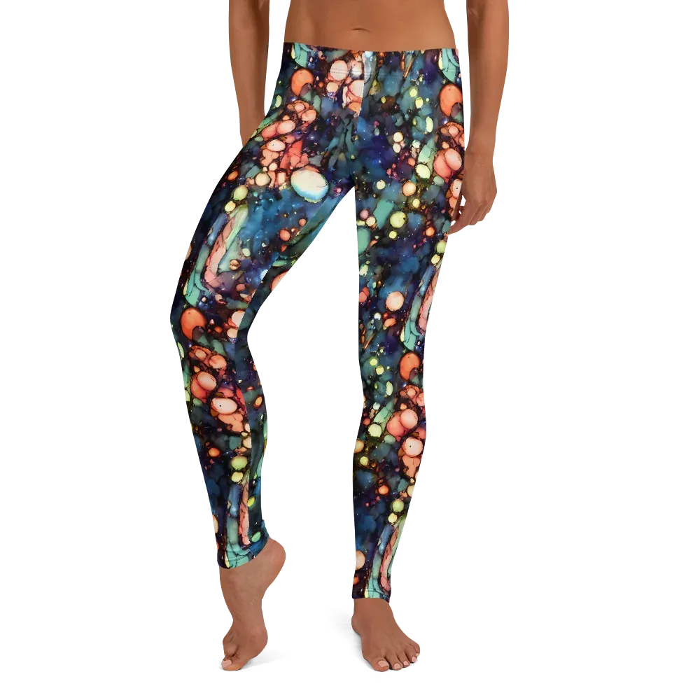 Blue Nebula Bloom on Leggings — Front