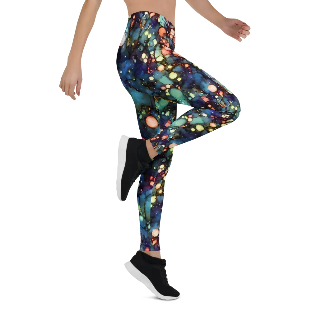 Blue Nebula Bloom on Leggings — Right
