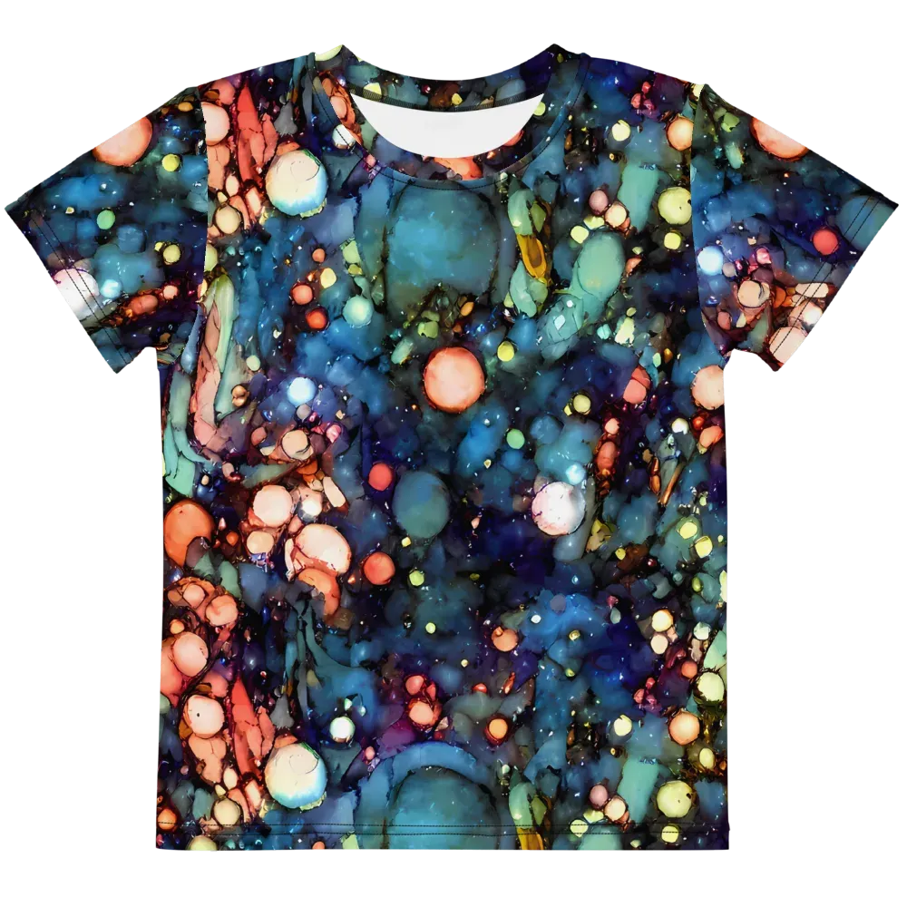 Blue Nebula Bloom on Kids Crew Neck T-Shirt — Front