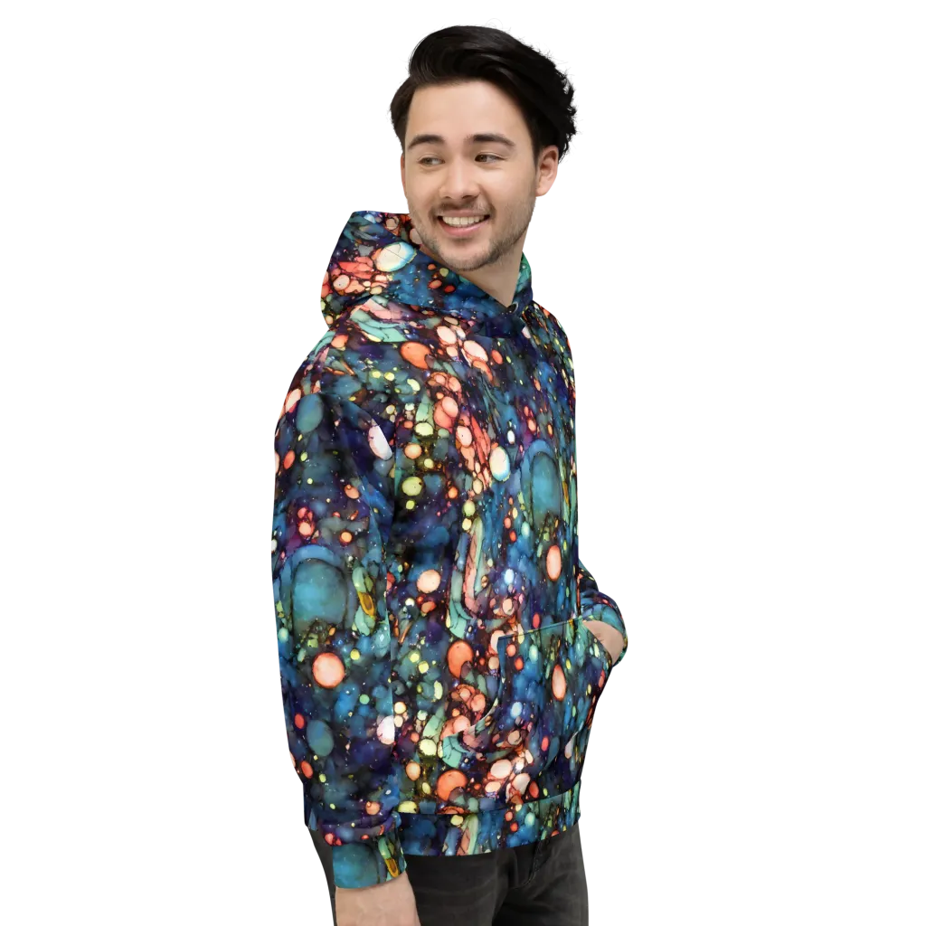 Blue Nebula Bloom on Hoodie — Right