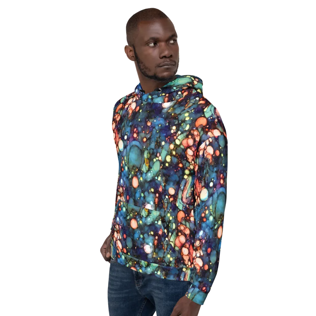 Blue Nebula Bloom on Hoodie — Left