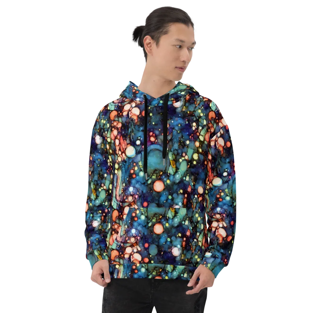 Blue Nebula Bloom on Hoodie — Front