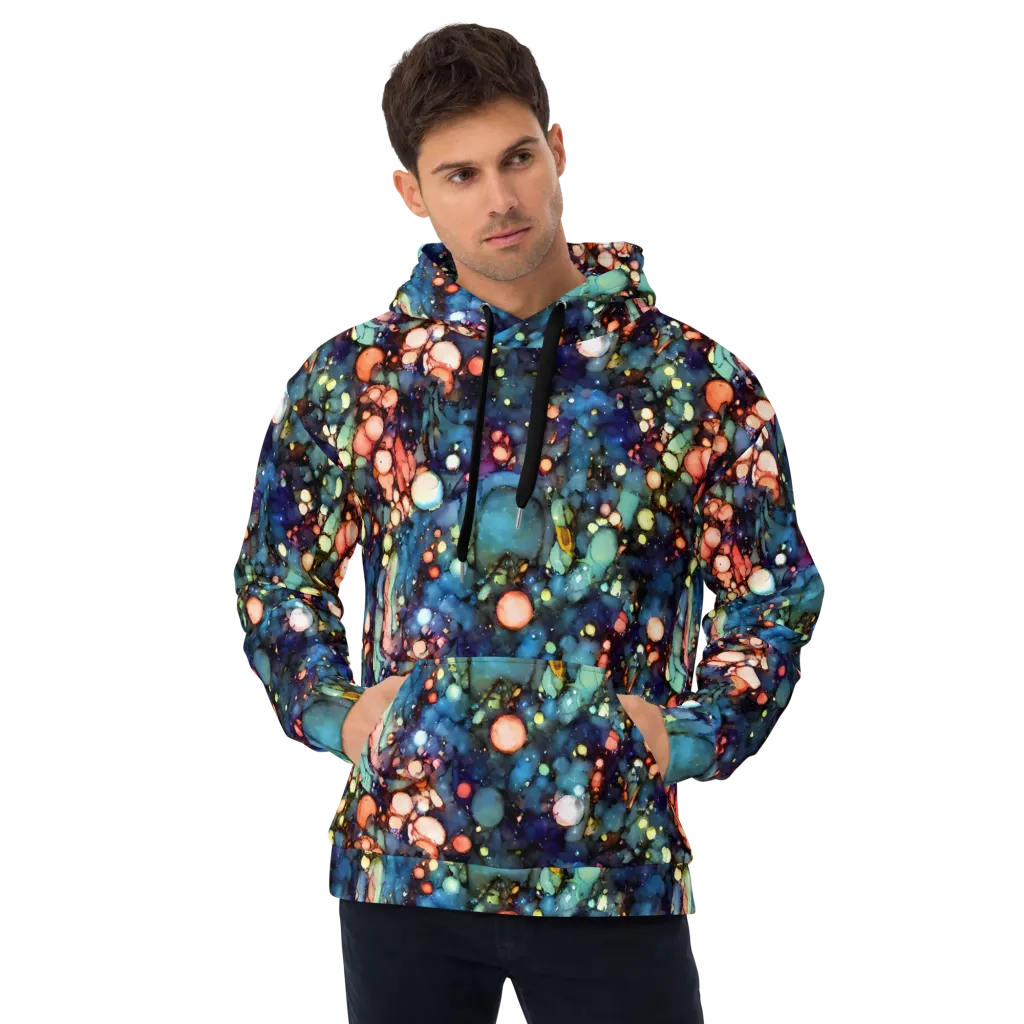 Blue Nebula Bloom on Hoodie — Front