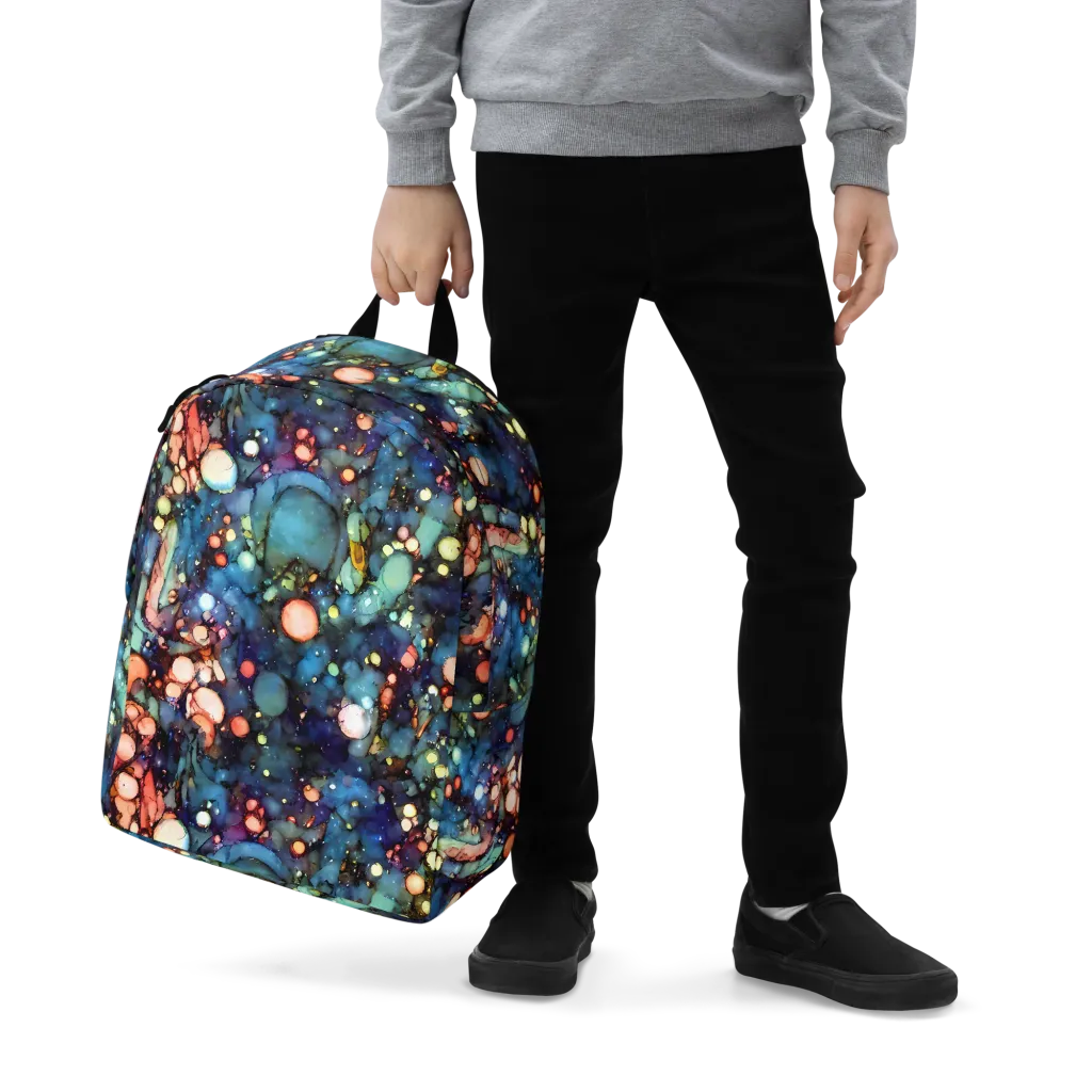 Blue Nebula Bloom on Minimalist Backpack — Zoomed-in