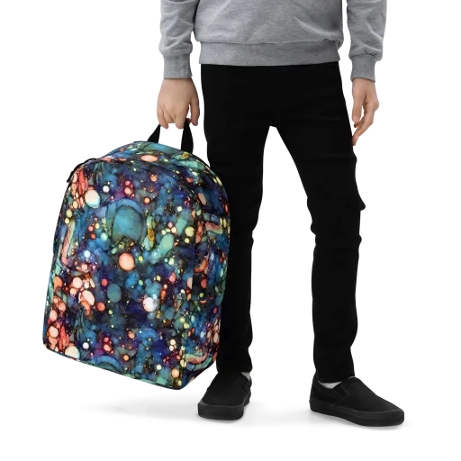 Blue Nebula Bloom on a Minimalist Backpack