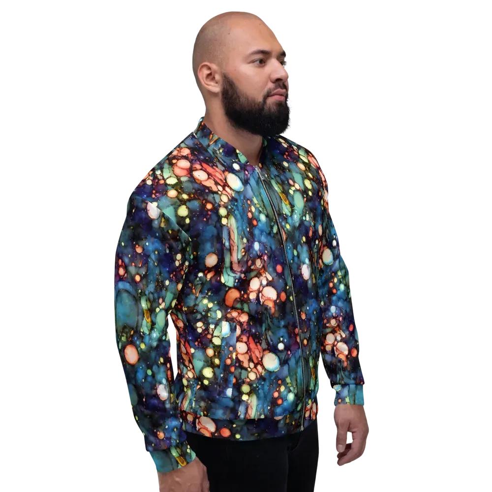 Blue Nebula Bloom on Bomber Jacket — Right