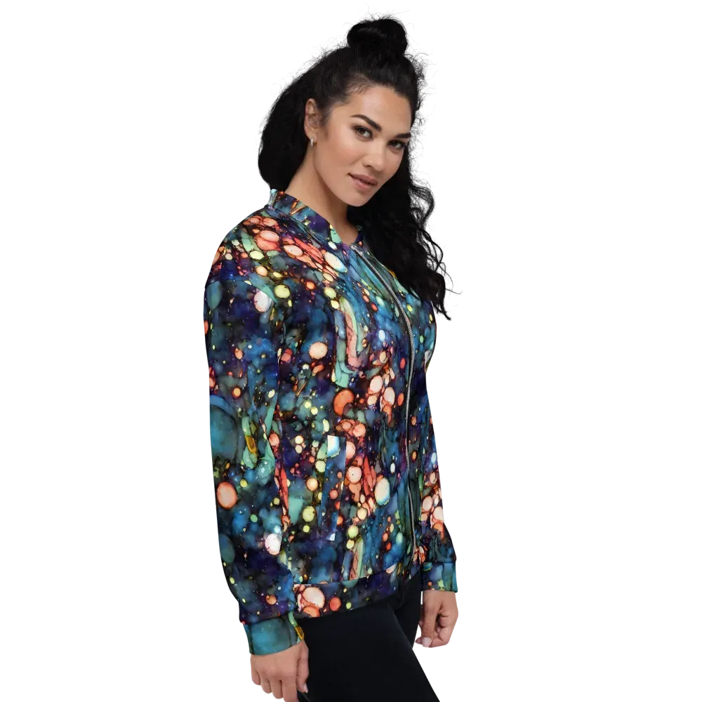 Blue Nebula Bloom on Bomber Jacket — Right
