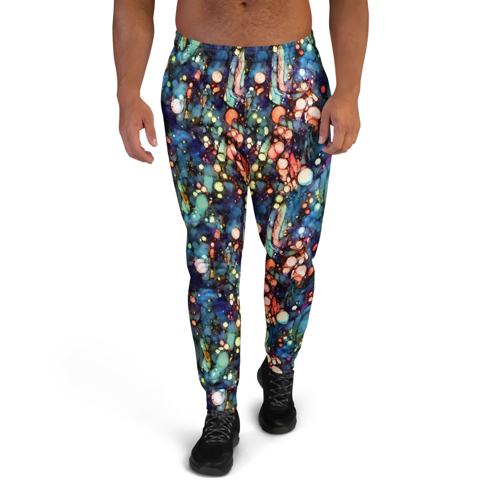 Blue Nebula Bloom on Men's Joggers — Front