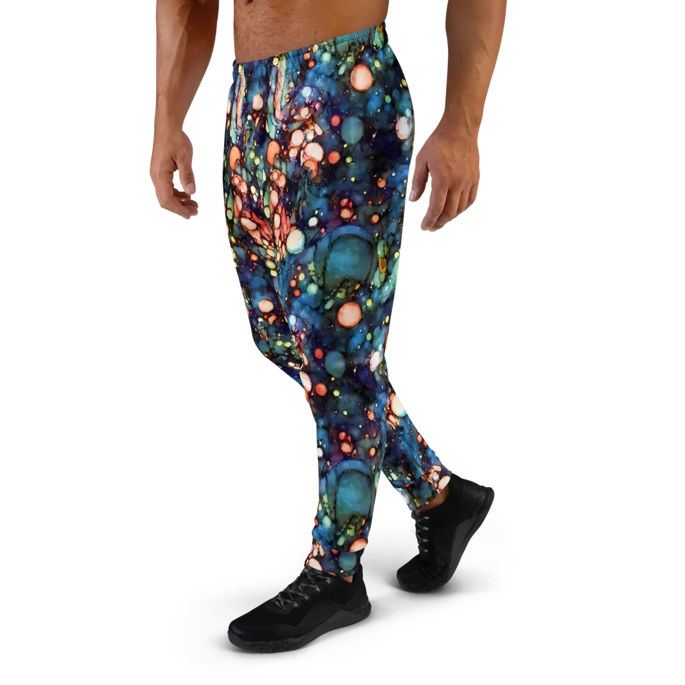 Blue Nebula Bloom on Men's Joggers — Left