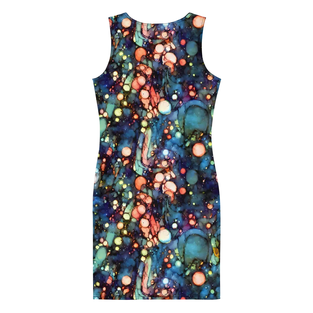 Blue Nebula Bloom on Bodycon Dress — Back