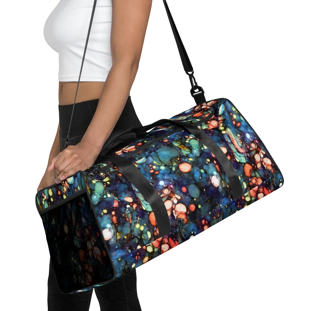 Blue Nebula Bloom on Duffle Bag — Front