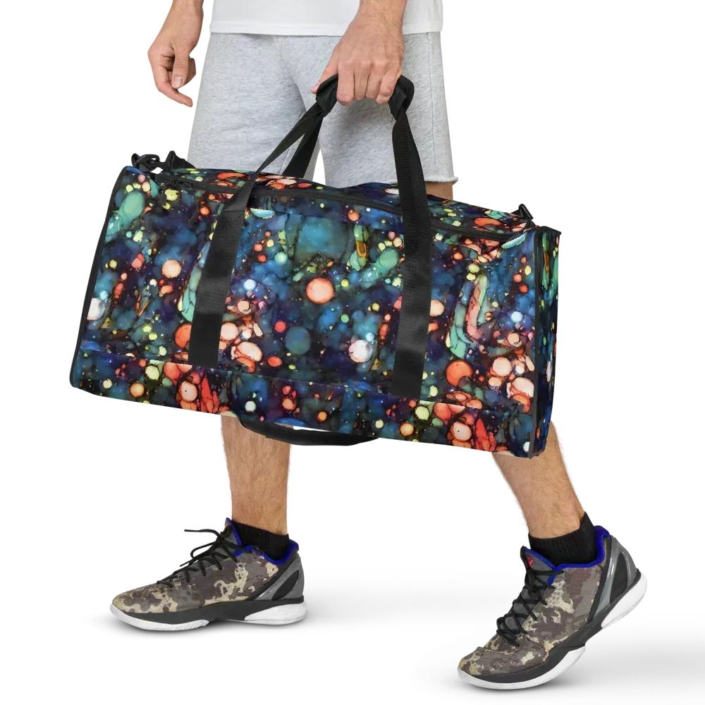 Blue Nebula Bloom on Duffle Bag — Front