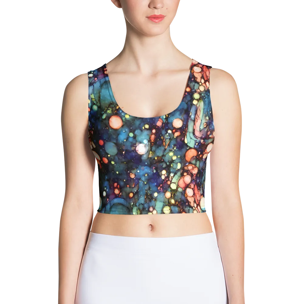 Blue Nebula Bloom on Crop Top — Front