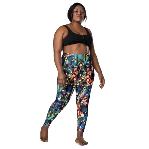 Blue Nebula Bloom on a Leggings with Pockets