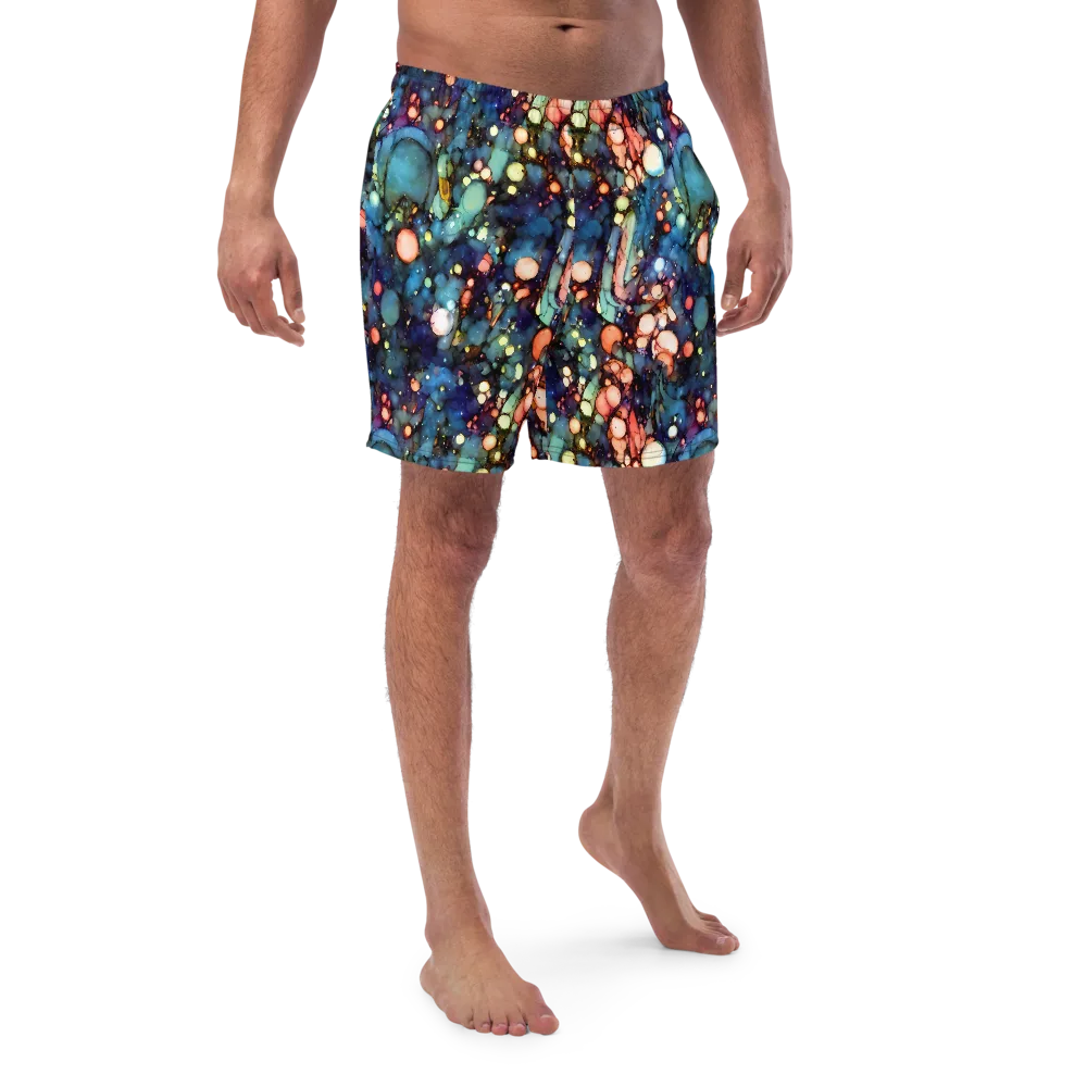 Blue Nebula Bloom on Swim Trunks — Front